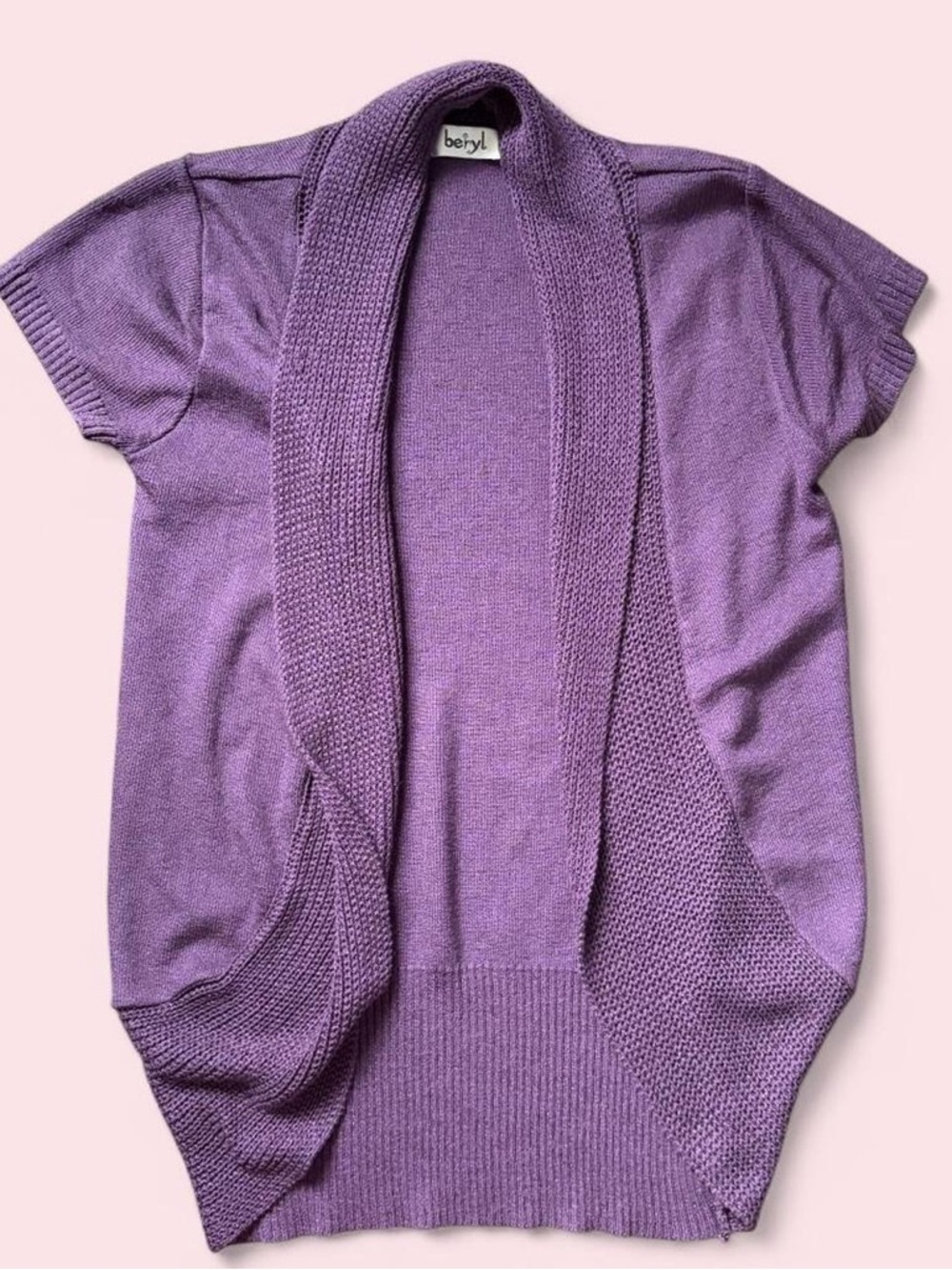 Beryl Lavender Short-Sleeve Open Front Cardigan